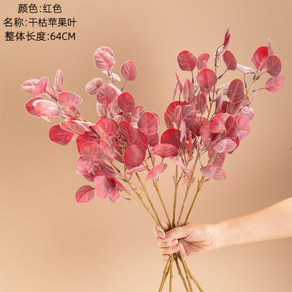 Lifelike Dried Apple Leaf Artificial Flowers for Home Decor – Perfect for Weddings and Celebrations – Trendy INS Style (MW56668)