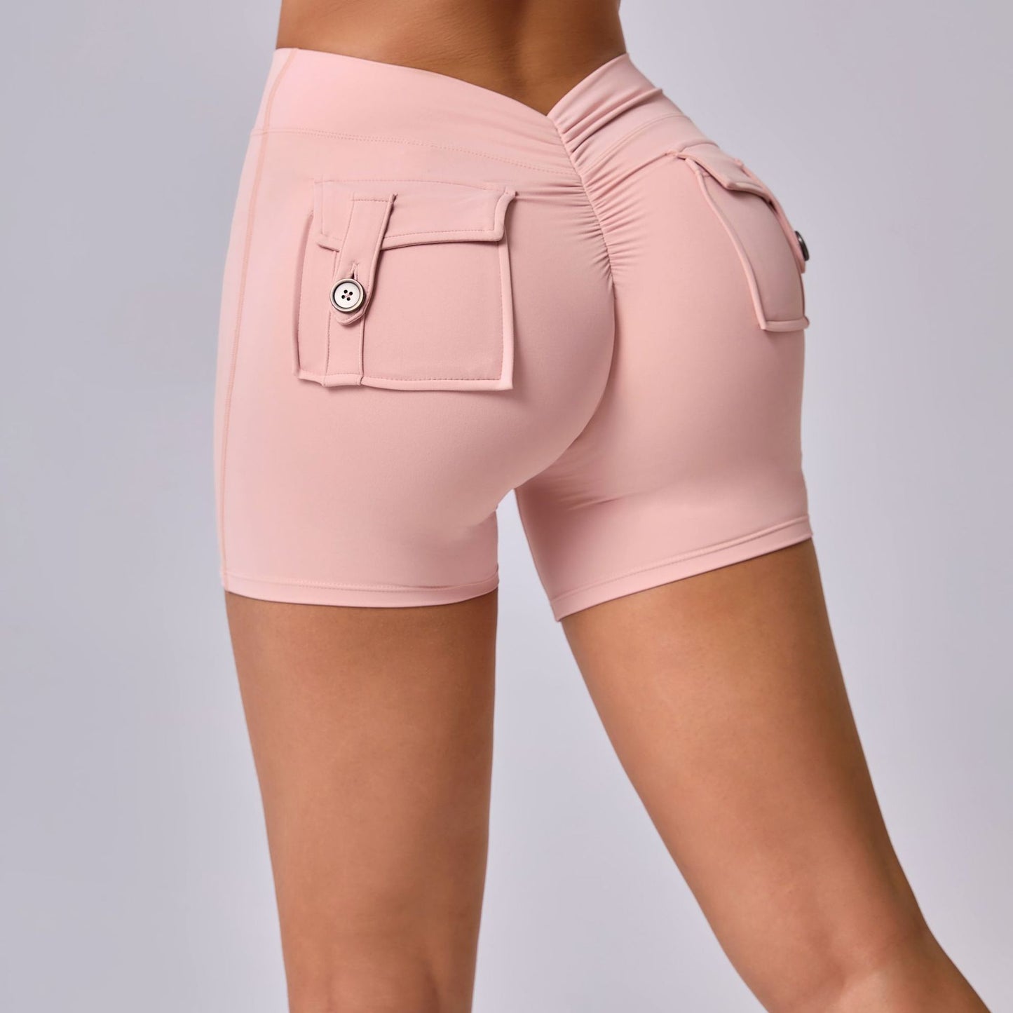 High Waisted Ruched Butt Lifting Yoga Shorts with Pockets Ultra Comfortable Peach Butt Gym Shorts for Enhanced Performance and Style