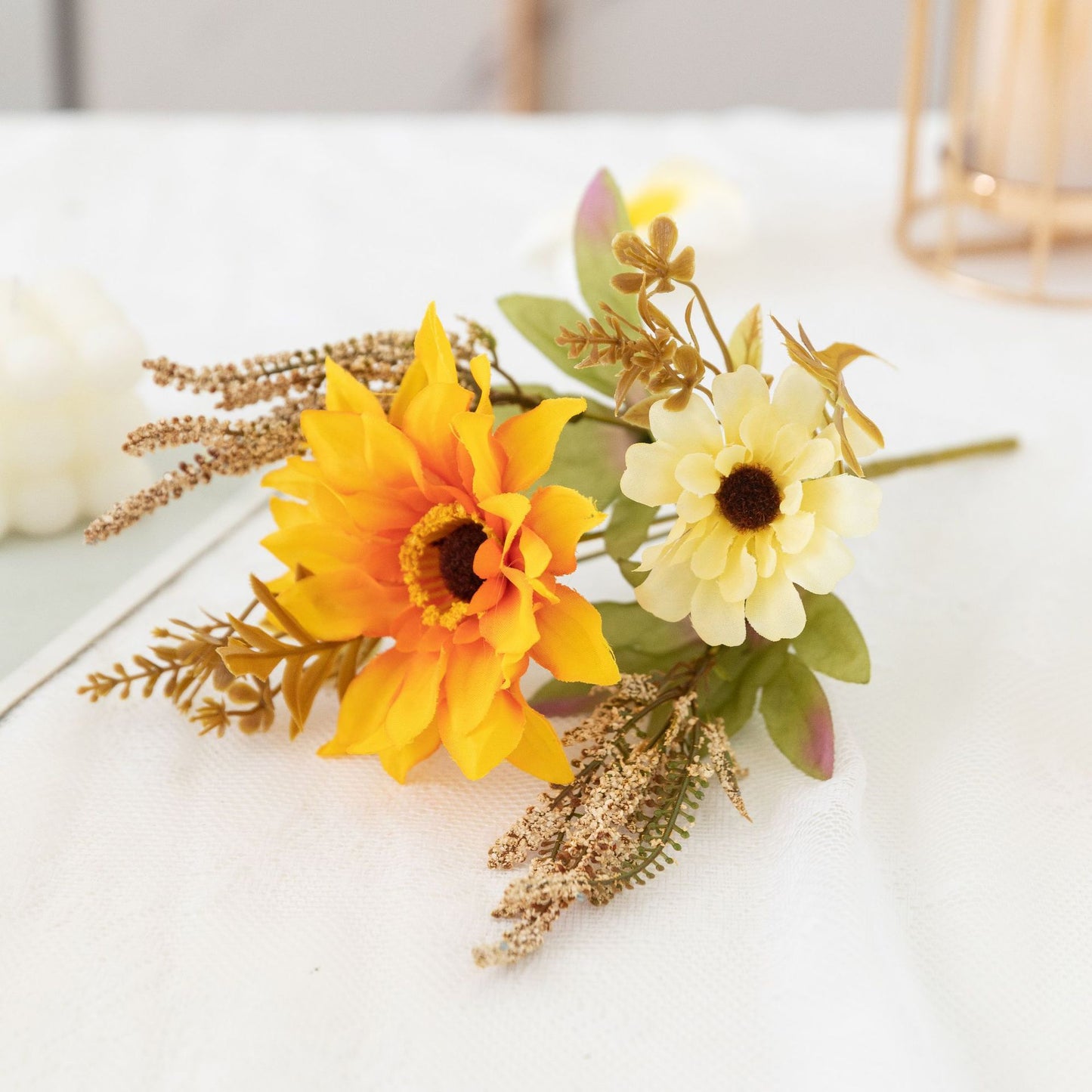 Beautiful Fall-Inspired Faux Dahlia Bouquet with Sunflowers - Perfect for Photography Props and Home Decor