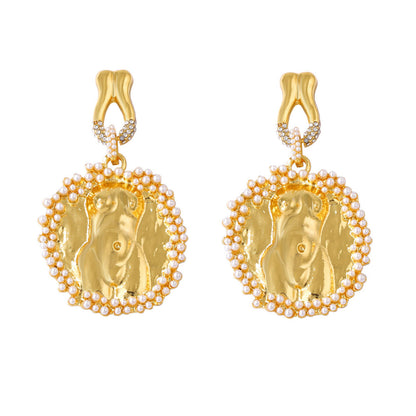 Exaggerated Vintage-Inspired Unique Artistic Exquisite Heavy-Duty Alloy Sculptural 3D Human Figure Earrings for Distinctive Fashion Statements