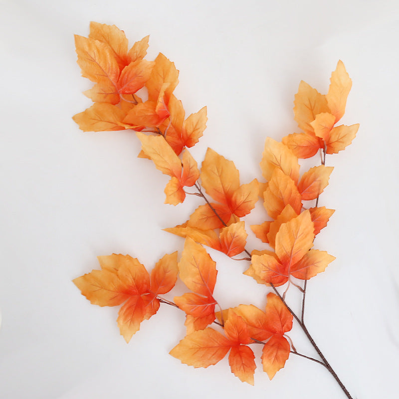 Realistic Faux Leaf Single Stem 3-Prong Wedding Decoration - Perfect for Ceiling & Aisle Decor, Lifelike Silk Plants for Elegant Events