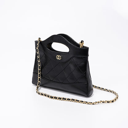 Diamond Pattern Tote Bag Luxury Genuine Oil Wax Leather Shoulder Bag for Effortless Elegance