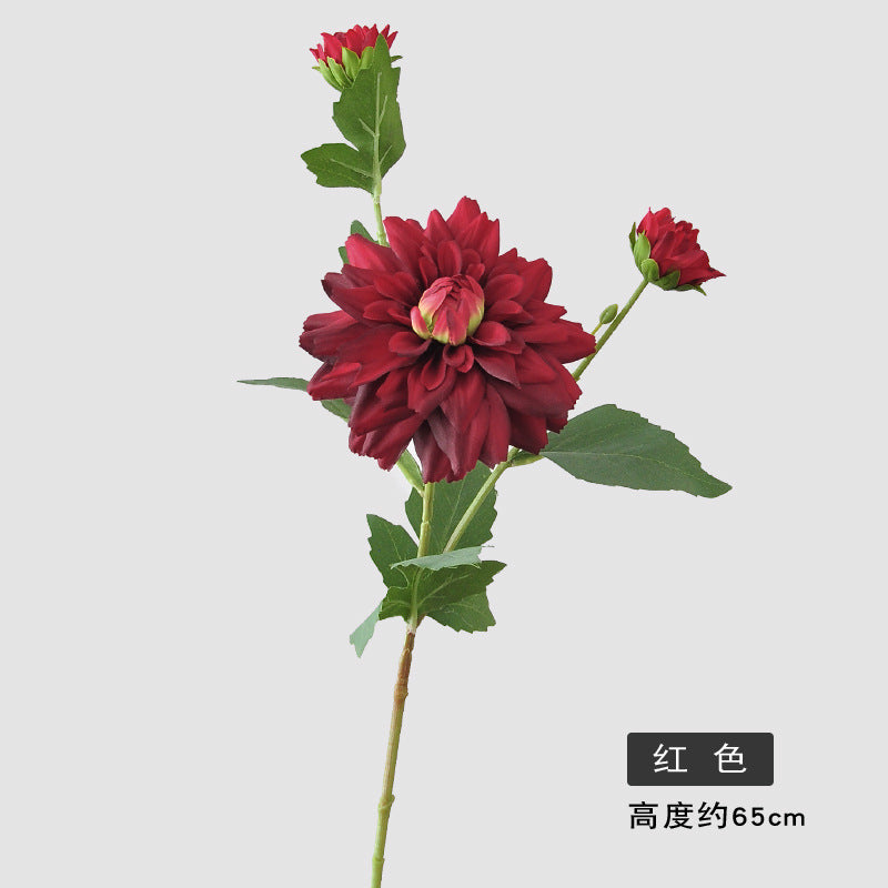 Stunning Faux Dahlia Flower - Perfect for Nordic Photography Props, Wedding Decorations, and Elegant Floral Arrangements | Single Stem with 3 Heads Artificial Dahlia for Home Décor and Events