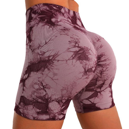 High Waisted Seamless Tie Dye Peach Butt Lifting Yoga Shorts 13 Vibrant Colors for Comfort and Style