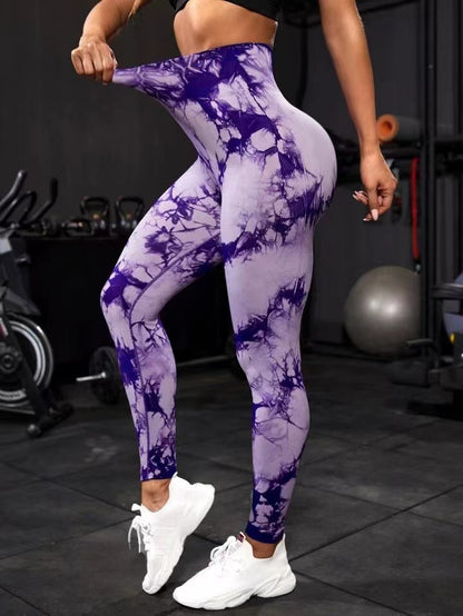 Seamless Tie Dye High Waisted Yoga Pants for Women Butt Lifting Stretchy Fitness Leggings for Gym Everyday Wear