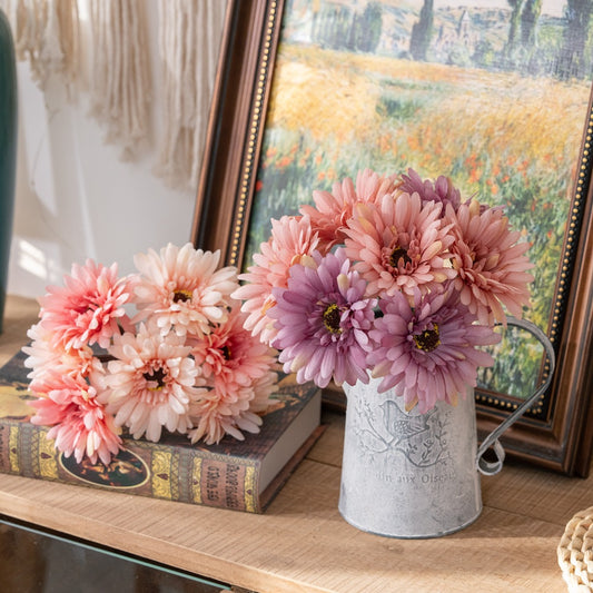 Realistic Faux Flower Bouquet Featuring African Daisies - Perfect for Home Decor, Weddings, and Handheld Arrangements - Model GF16183A