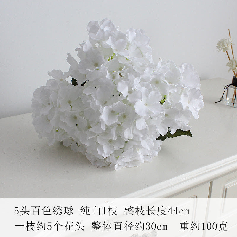 Elegant 5-Head Hydrangea Artificial Flowers - Realistic Silk Floral Arrangements for Weddings, Events, Hotels, and Home Decor