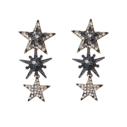Exquisite Luxury Statement Long Tassel Earrings with Dazzling Rhinestone-Studded Pentagram Design - Perfect for Elevating Your Sophisticated Style