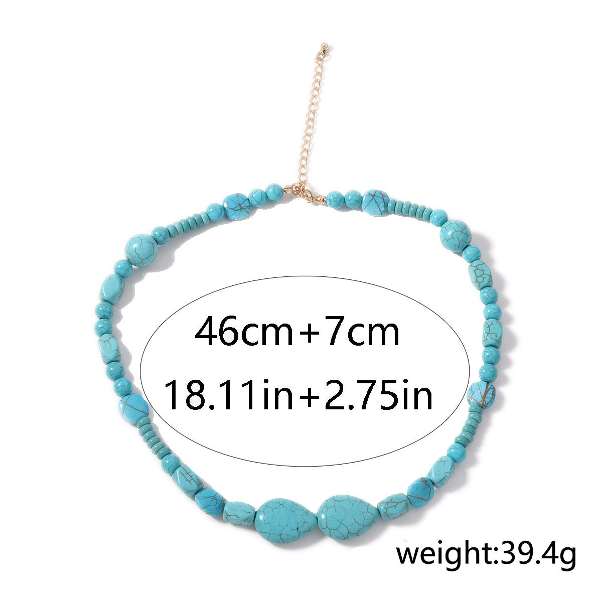Trendy Irregular Geometric Turquoise Waterdrop Necklace – Unique Green Statement Piece for Effortless Everyday Elegance