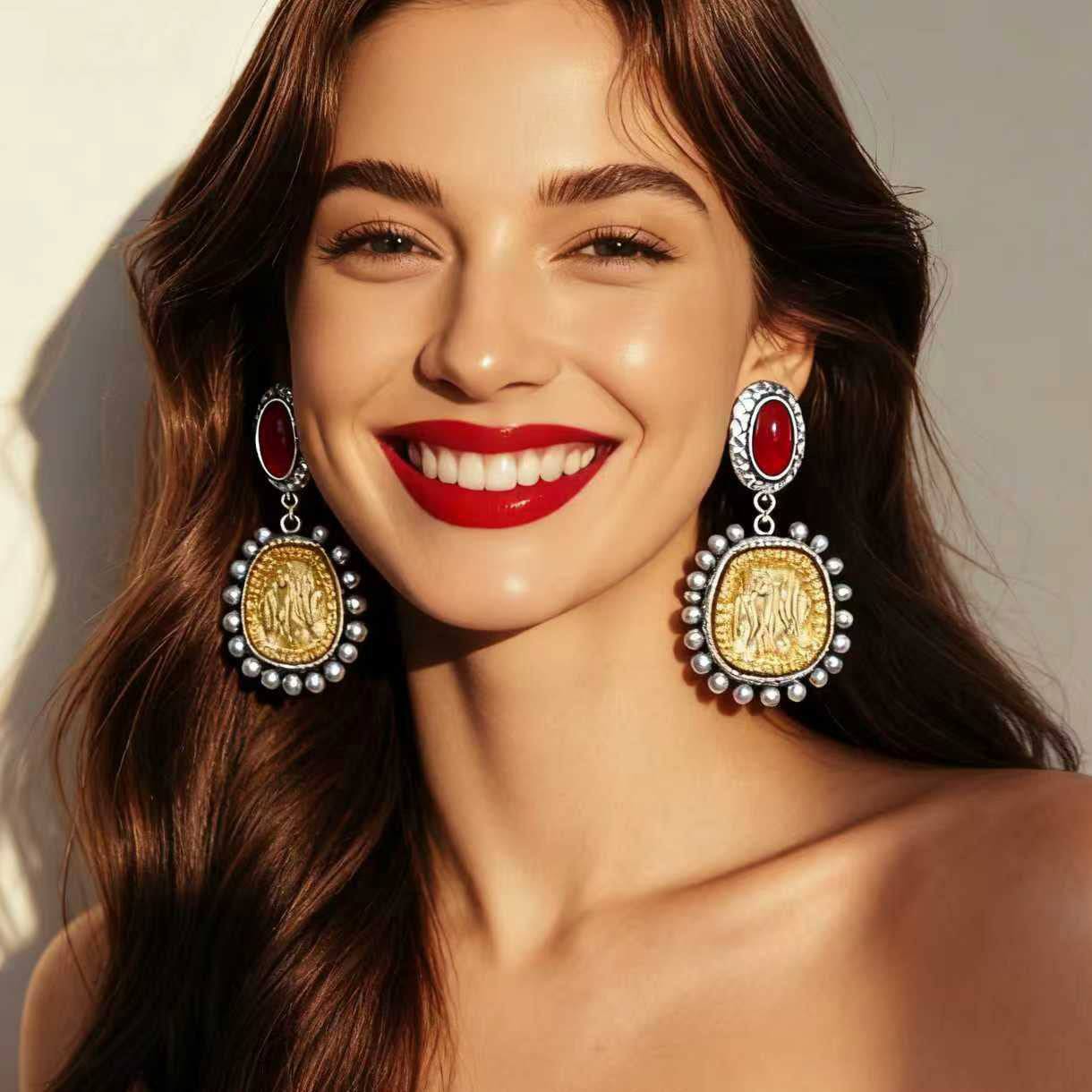 Chic Vintage-Inspired Alloy and Resin Geometric Drop Earrings - Perfect for Any Occasion, from Parties to Formal Events