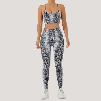 Camouflage Print Seamless Yoga Suit Set for Women Quick Dry High Waisted Running Fitness Leggings for Comfort and Performance