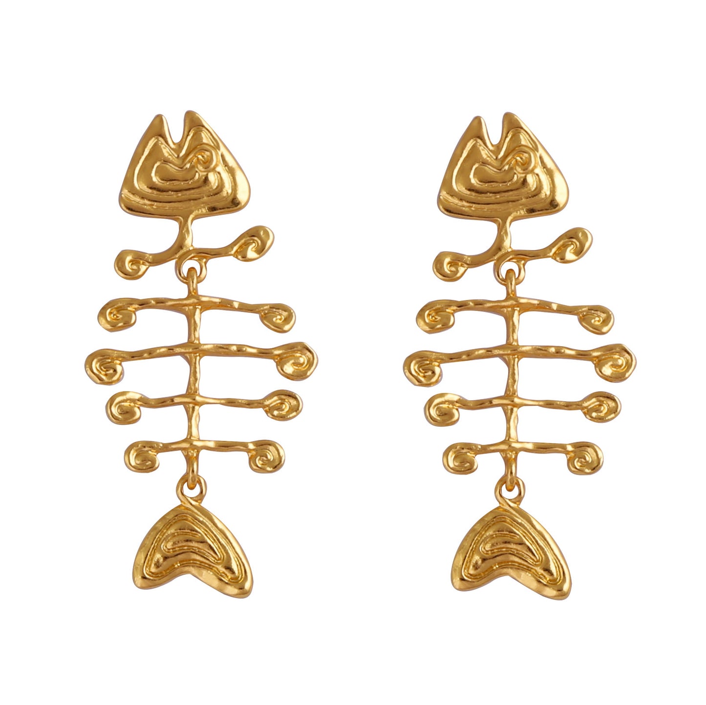 Chic Coastal Vibe Vintage Alloy Fishbone Dangle Earrings - Lightweight, Versatile, and Perfect for Everyday Wear