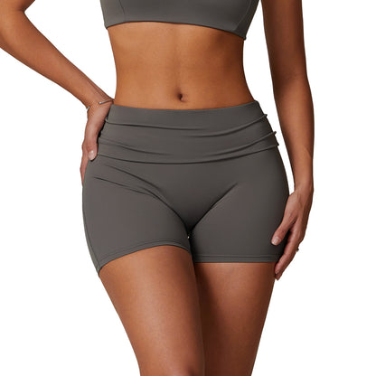 Women's High Waist Yoga Shorts for Outdoor Sports Tummy Control Butt Lifting Foldable Summer Fitness Pants Style 8791