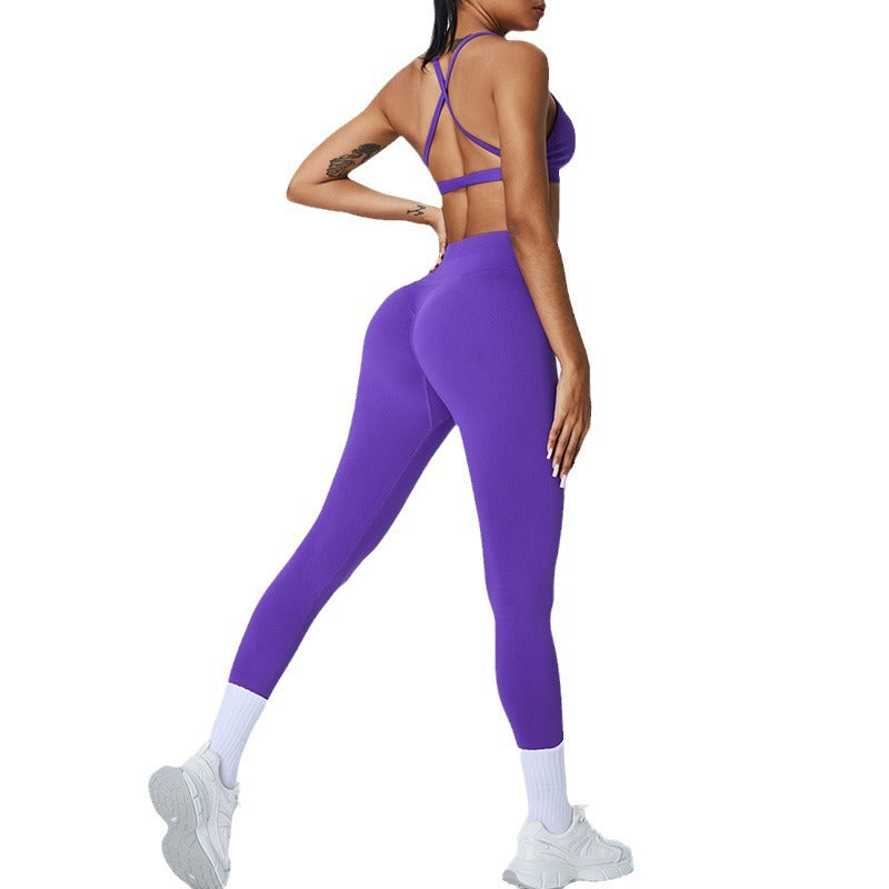 Seamless High Waisted Yoga Set for Women Butt Lifting Quick Dry Athletic Outfit for Running and Intense Workouts