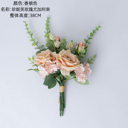 Elegant Jennifer Rose & Eucalyptus Wedding Handheld Bouquet - Stunning Faux Floral Arrangement Perfect for Ceremonies and Wall Decorations | CF01048