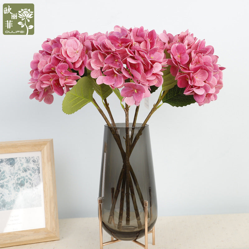 Realistic Touch Hydrangea Artificial Flower Arrangement - Indoor Decorative Faux Bouquet with 3D Printed Design for Home and Office Décor