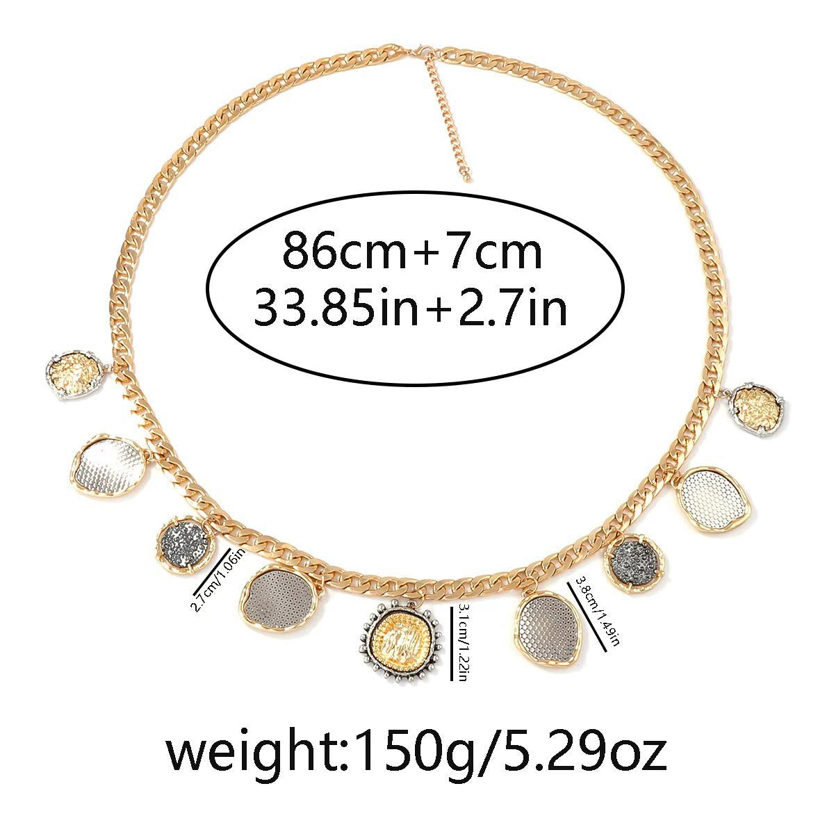 Stylish Minimalist Alloy Body Chain with Geometric Coin Pendant - Perfect for Casual Outfits and Everyday Wear