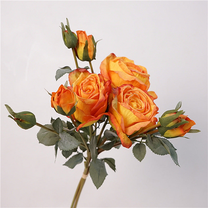 European Artificial Flower Bouquet - 9-Head Greek Rose Arrangement for Elegant Home Décor, Luxurious Silk Floral Accent with Stunning Edge Detail