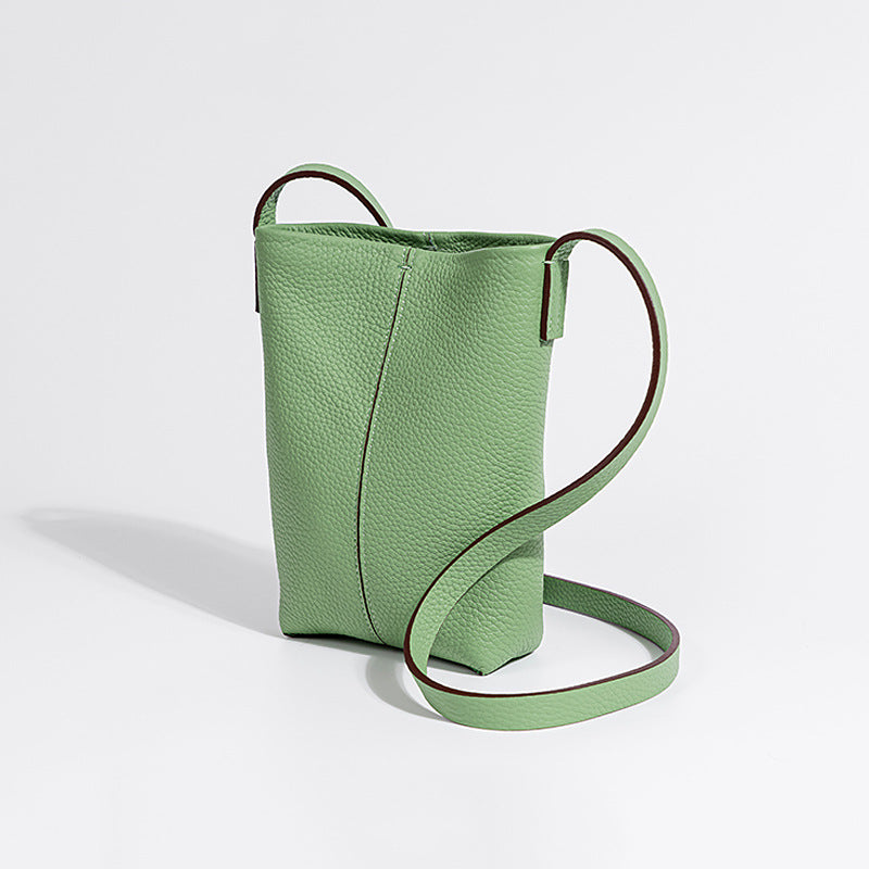 Minimalist Genuine Leather Crossbody Phone Bag for Women Compact Versatile and Mini Purse for Everyday Use