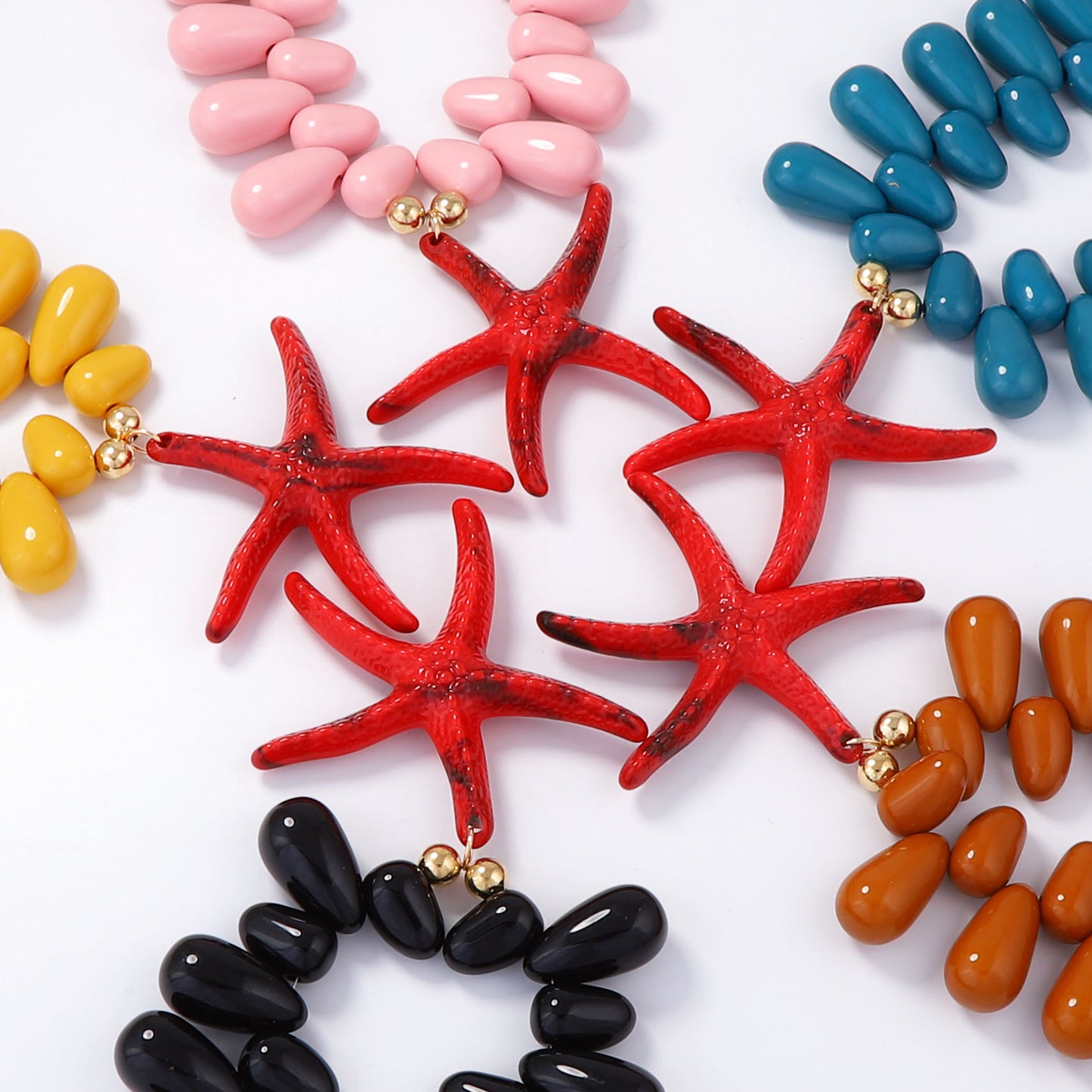 Vibrant Ocean-Inspired Holiday Necklace with Chunky Colorful Beads and Eye-Catching Starfish Pendant - Perfect for Women’s Summer Style