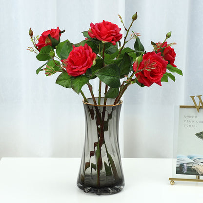 Luxury Soft-Touch Moisturizing Faux Double-Headed Rose Bouquet - Elegant Home Décor, Lifelike Artificial Flower Arrangement for Effortless Chic Style