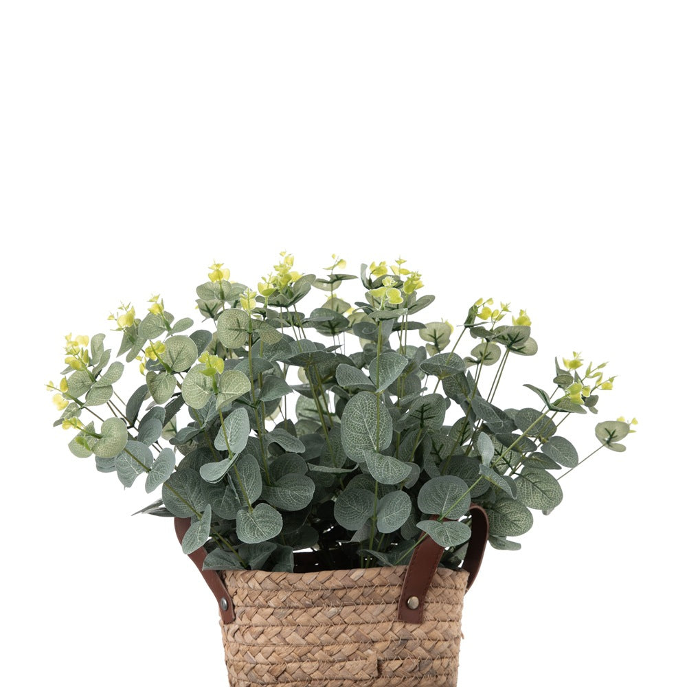 Eucalyptus & Money Leaf Artificial Floral Arrangement with Grass and Snapdragon - Lifelike Money String Decor MW16301