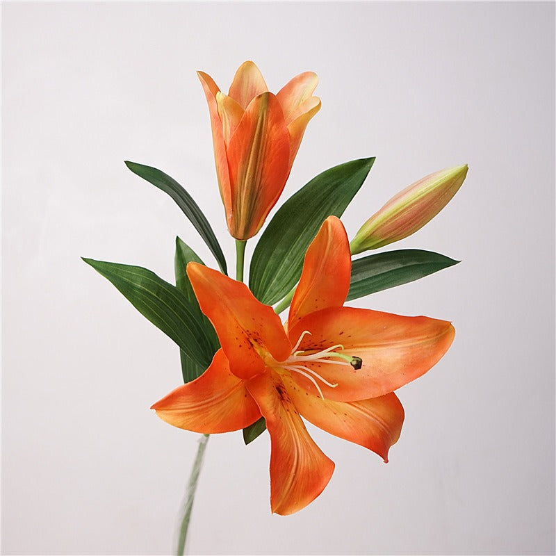 Luxurious Hand-feel Moisture-retaining Large Lily Faux Flower Arrangement – Perfect for Home Decor, Bouquets, Window Display, Event Styling, and Wedding Floral Art