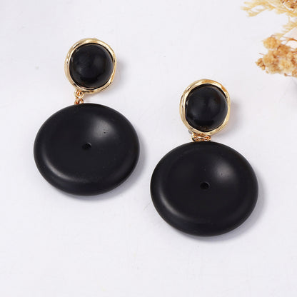 Chic Vintage Geometric Circular Alloy Statement Earrings - Versatile & Stylish for Commuting Women