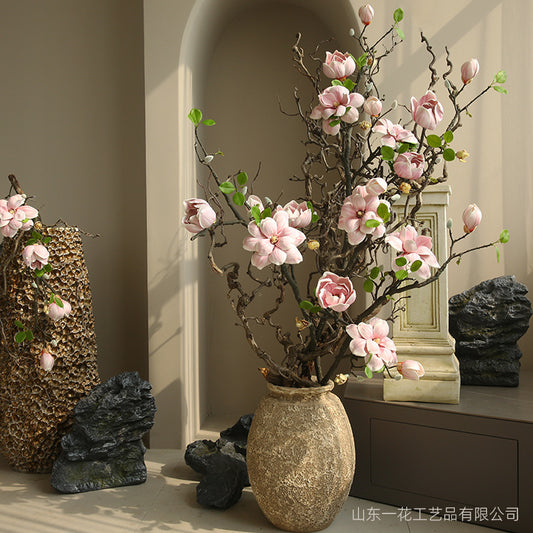 Realistic PU Magnolia Decorative Accent for Entryway - Elegant Floral Arrangement for Home Décor, Perfect for Living Room and Stylish Indoor Soft Accessories