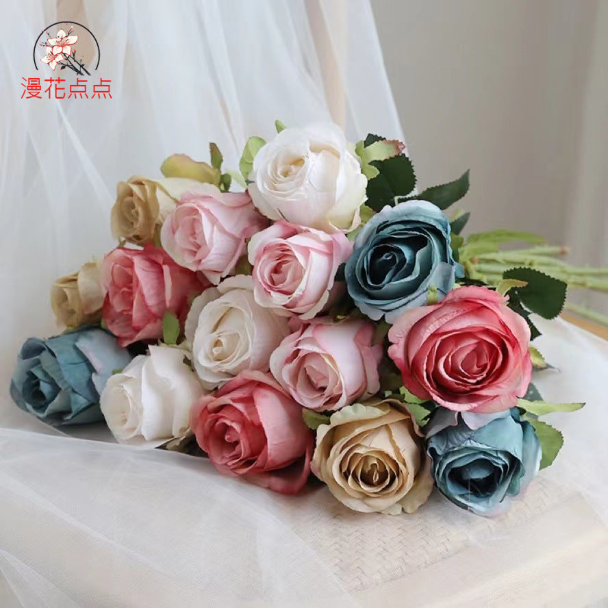 Lifelike Bulgarian Rose Silk Flower Single Stem - Perfect for Wedding Decor, Living Room Accent, and Home Floral Arrangements