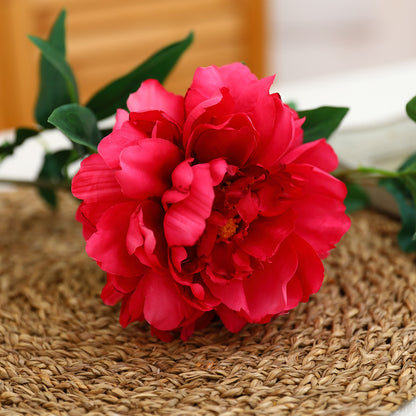 Stunning Faux Peony Flower for Weddings and Housewarming Celebrations - Vibrant Red Decorative Plastic Piece for Lasting Elegance