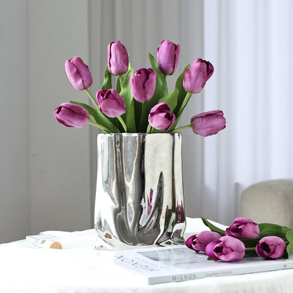 High-Quality Faux Tulip Flower with Moisture-Like Touch - Perfect for Home Décor, Photography Props, and Lasting Elegance