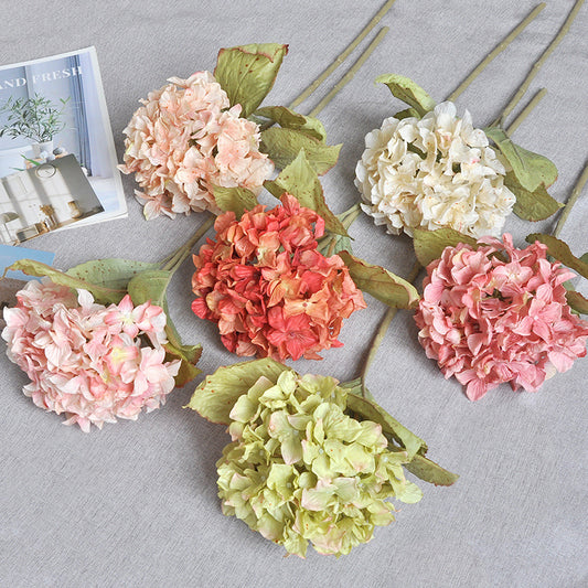 Vintage-Inspired Dry Hydrangea Faux Flowers - Nordic Oil Painting Decor for Living Room, Perfect for Wedding Backdrops and Flower Arrangements