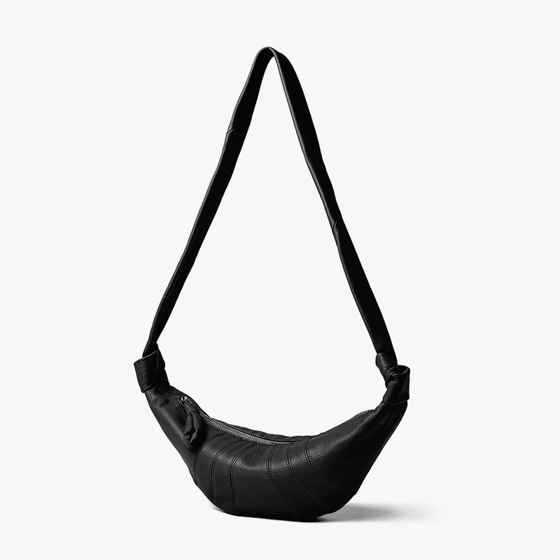 Luxurious Grain Leather Vintage Inspired Croissant Bag Fashionable and Versatile Crossbody Design for Effortless Style