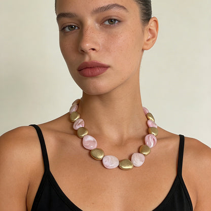 Elegant Minimalist Baroque-Inspired Irregular Geometric Beaded Necklace - Perfect for Everyday Wear and Versatile Styling