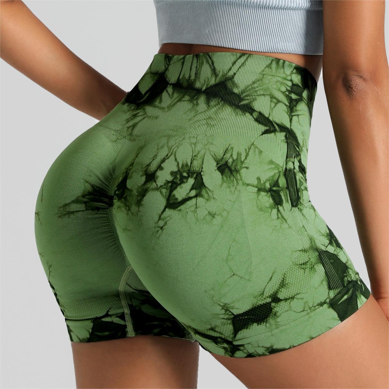 Seamless Tie Dye High Waisted Fitness Shorts for Women Enhancing Tummy Control Peach Yoga Workout Shorts