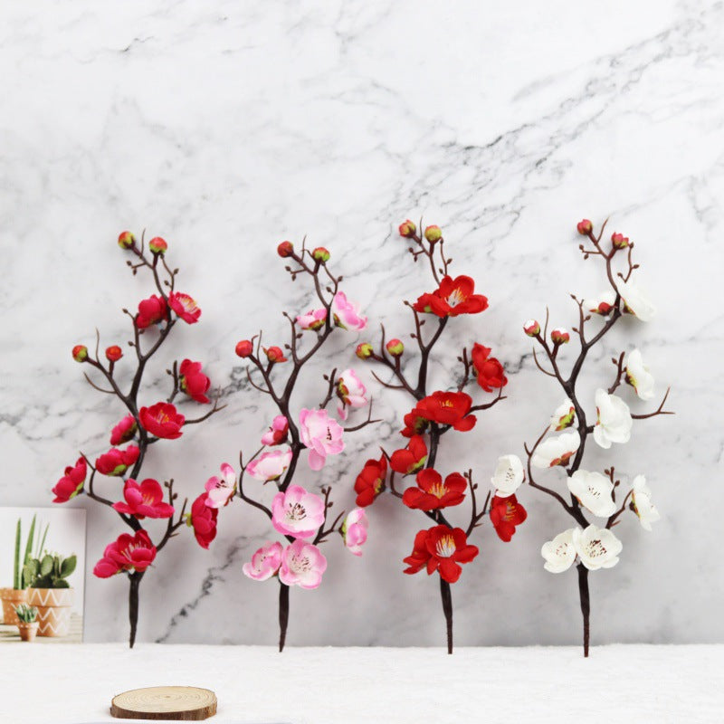 Vibrant Red Plum Blossom Faux Flowers - Perfect Plastic Cake Decoration for Birthdays, Celebrations, and Special Occasions