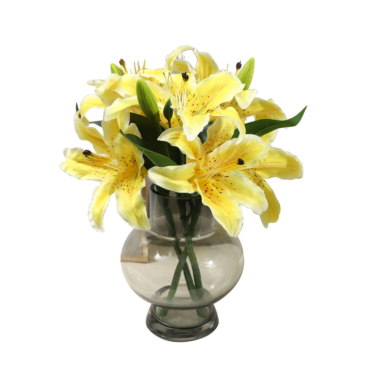 Stunning 3-Head Artificial Lily Flower Bouquet - Perfect Home Decor for Living Rooms, Dining Tables, and Outdoor Displays