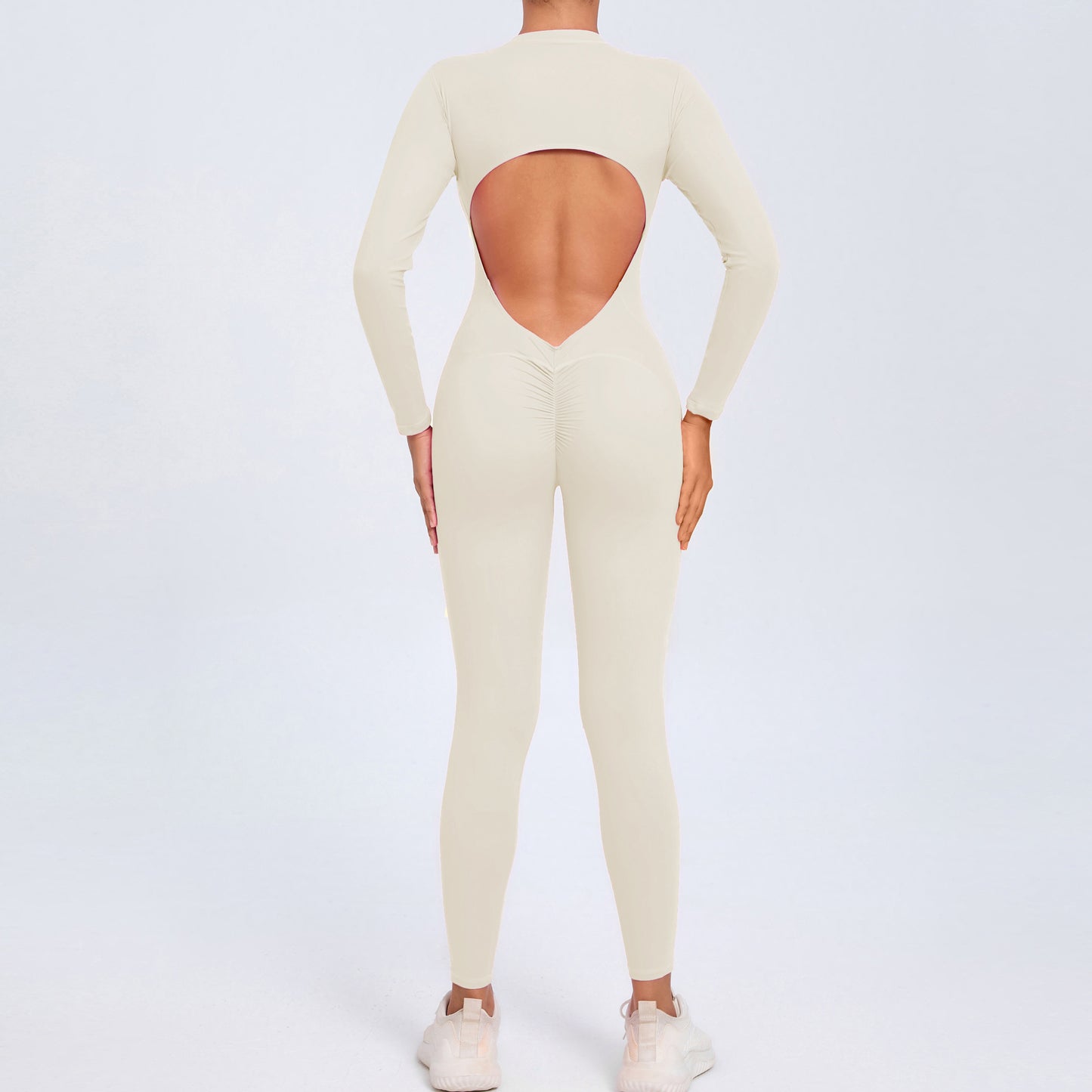 Zipper Long Sleeve Yoga Jumpsuit for Women Versatile Fitness Bodysuit with High Waisted Leggings for Active Wear