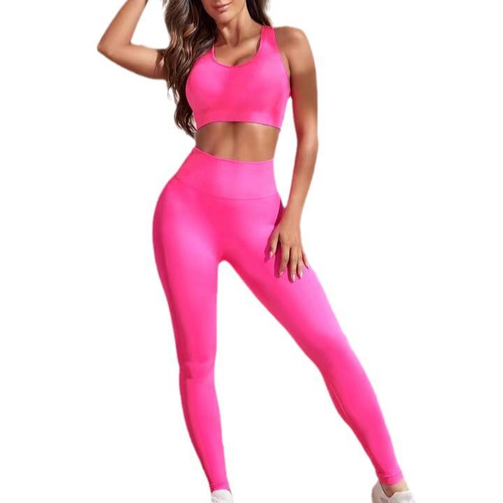 Seamless High Waist Butt Lifting Leggings and Sports Bra Set for Women Shockproof Yoga Outfit for Outdoor Fitness Enhanced Support and Comfort