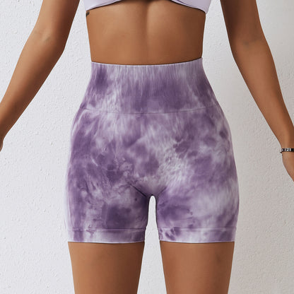 High Waisted Tie Dye Seamless Yoga Shorts for Women Sculpting Comfortable and Stretchy for Performance