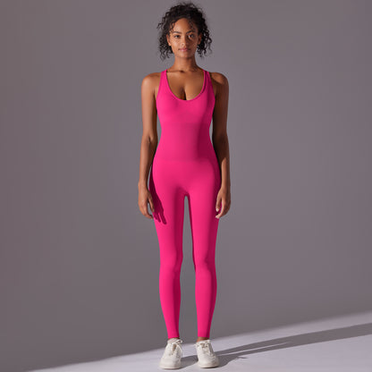 Seamless Women's Yoga Jumpsuit with Hollow Back Design Sculpting Bodysuit for Tummy Control and Butt Lift for Fitness and Fashion