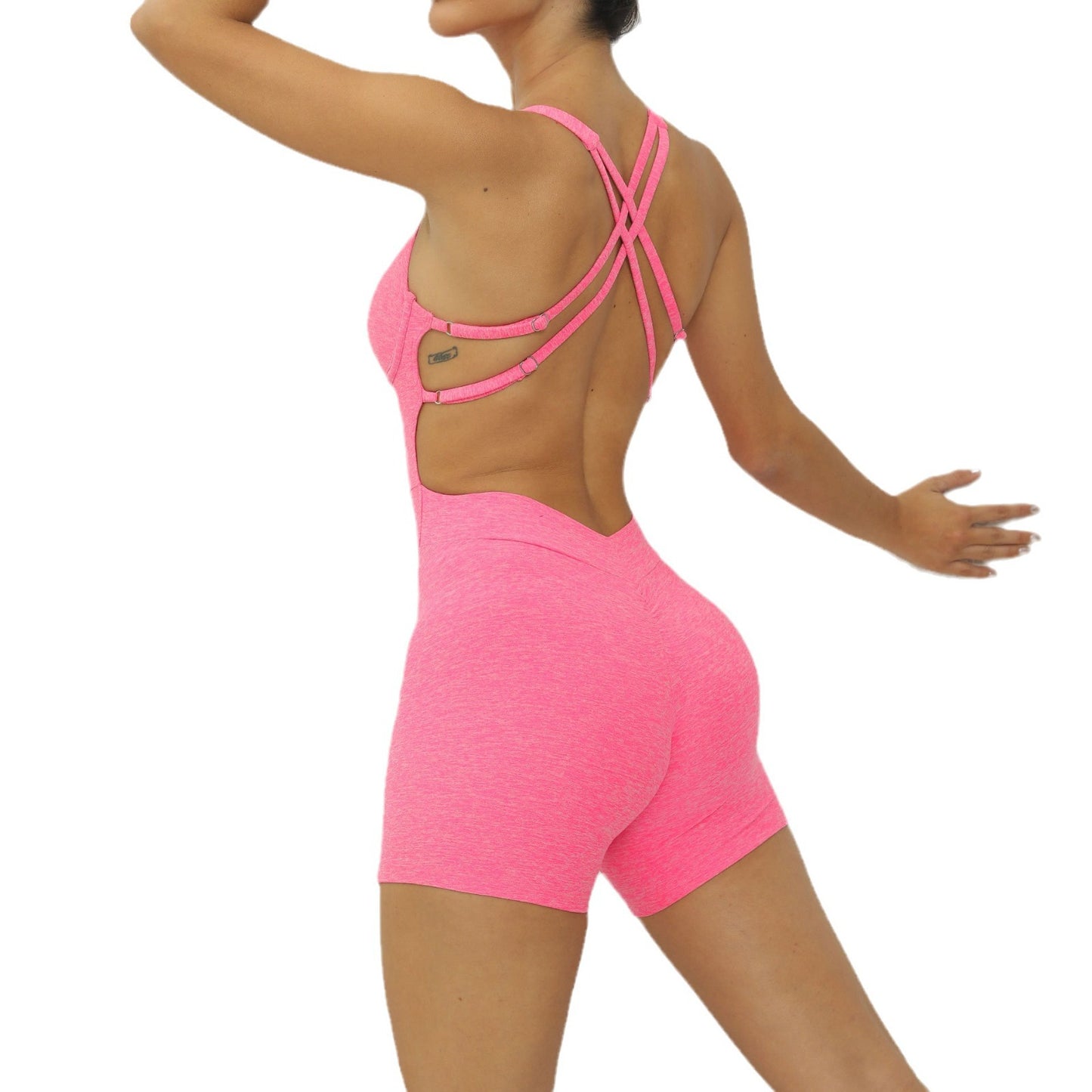 Women's Adjustable Cross Back Cutout Bodysuit for Yoga and Dance High Waisted Butt Lifting Bodysuit for Fitness Comfort and Style