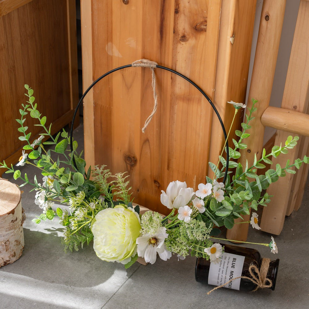 Elegant Peony-Scented Half-Circle Faux Floral Arrangement - Perfect for Home Decor, Weddings, and Wall Art (CF01178) for a Touch of Timeless Beauty