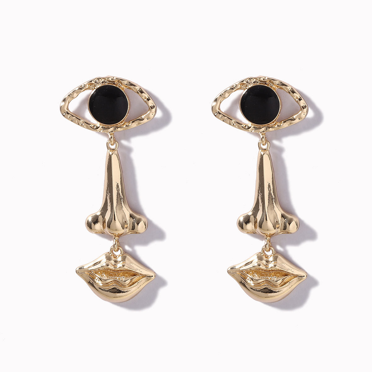 Unique and Bold Personality Statement Earrings with Eye, Nose, and Mouth Design – Trending Devil Eyes Jewelry for a Striking Look