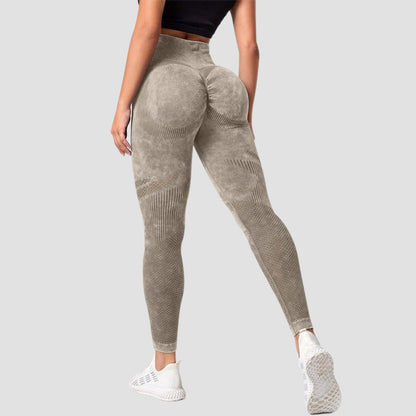 High Waisted Seamless Yoga Pants for Women Peach Lift Workout Leggings with Soft Sand Washed Fabric for Comfort and Style During Running and Fitness