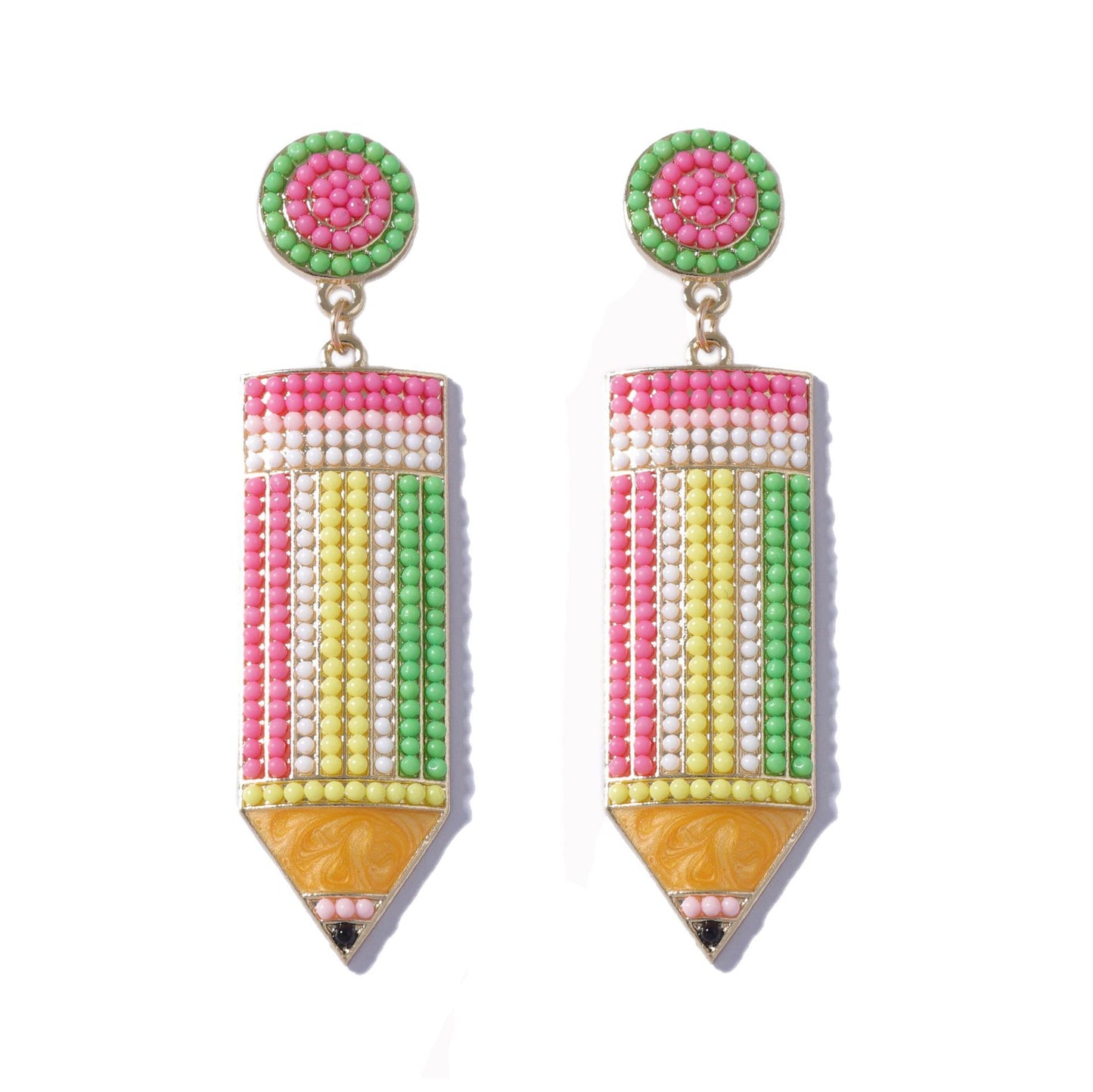 Charming Candy-Colored Pencil Bead Earrings - Perfect for Women and Teachers' Day Gifts