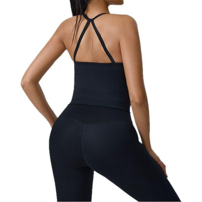 Back Strap Sports Bodysuit with Removable Chest Pads for Yoga and Fitness Available in Solid Colors