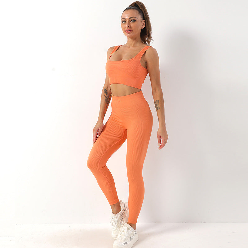 Quick Dry Yoga Set with Shockproof Sports Bra Yoga Tank and Long Leggings Comfort for Active Workout Enthusiasts