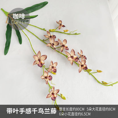 Lifelike Wedding Ceiling Décor with Touch-Feel Leafy Phalaenopsis Orchid Vines - Perfect for Retail Window Displays and Event Decoration